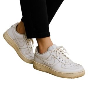 Nike Air Force 1 Unisex Youth Sneakers White on White Leather Basketball Size 7Y